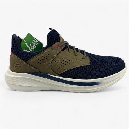 Skechers Slade Breyer Navy Tan Mens Size 10.5 Athletic Relaxed Fit Sneaker
