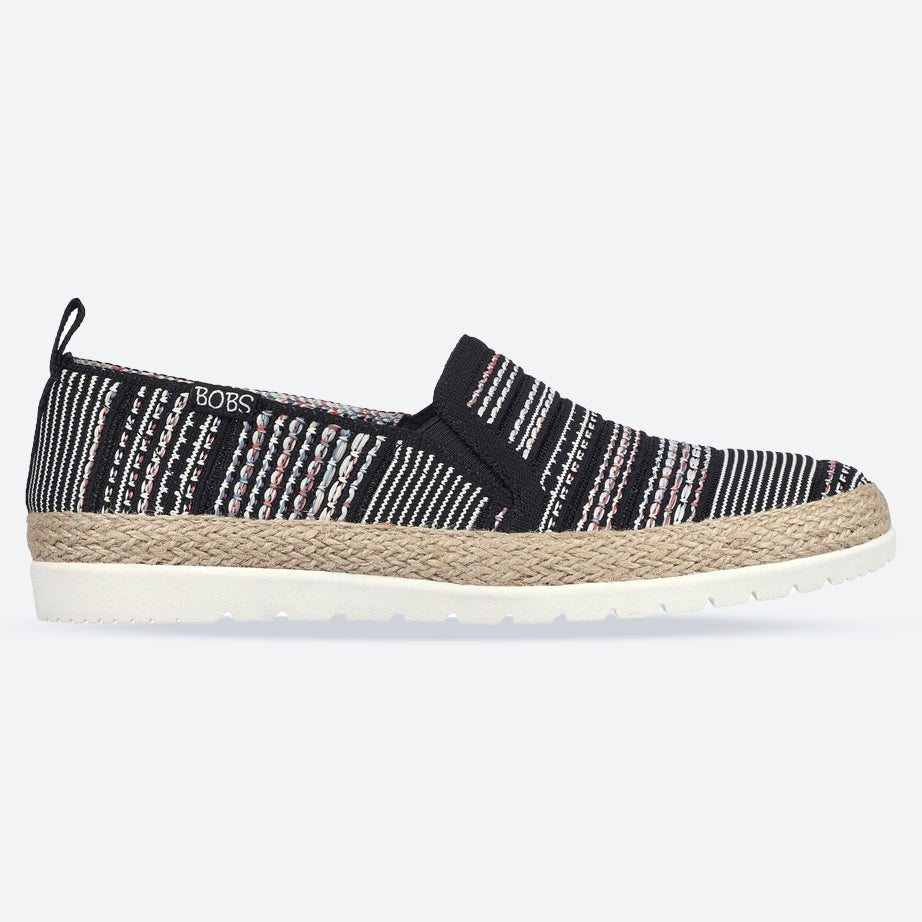 Women's Wide Fit Skechers 113982 Bobs Flexpadrille 3.0 Island Muse Espadrille Slippers