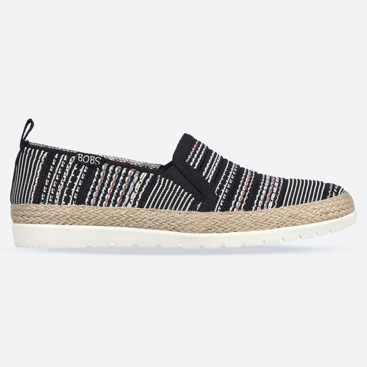 Women's Wide Fit Skechers 113982 Bobs Flexpadrille 3.0 Island Muse Espadrille Slippers