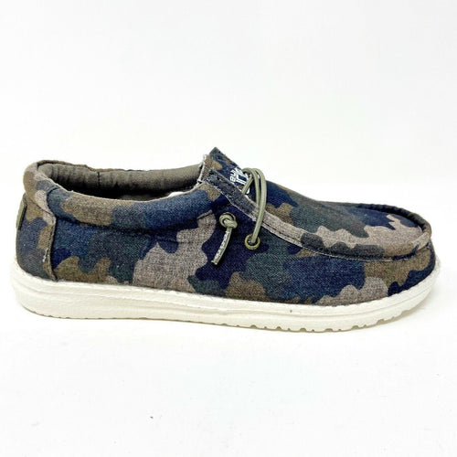 Hey Dude Wendy Camo Kids Slip On Comfort Shoes