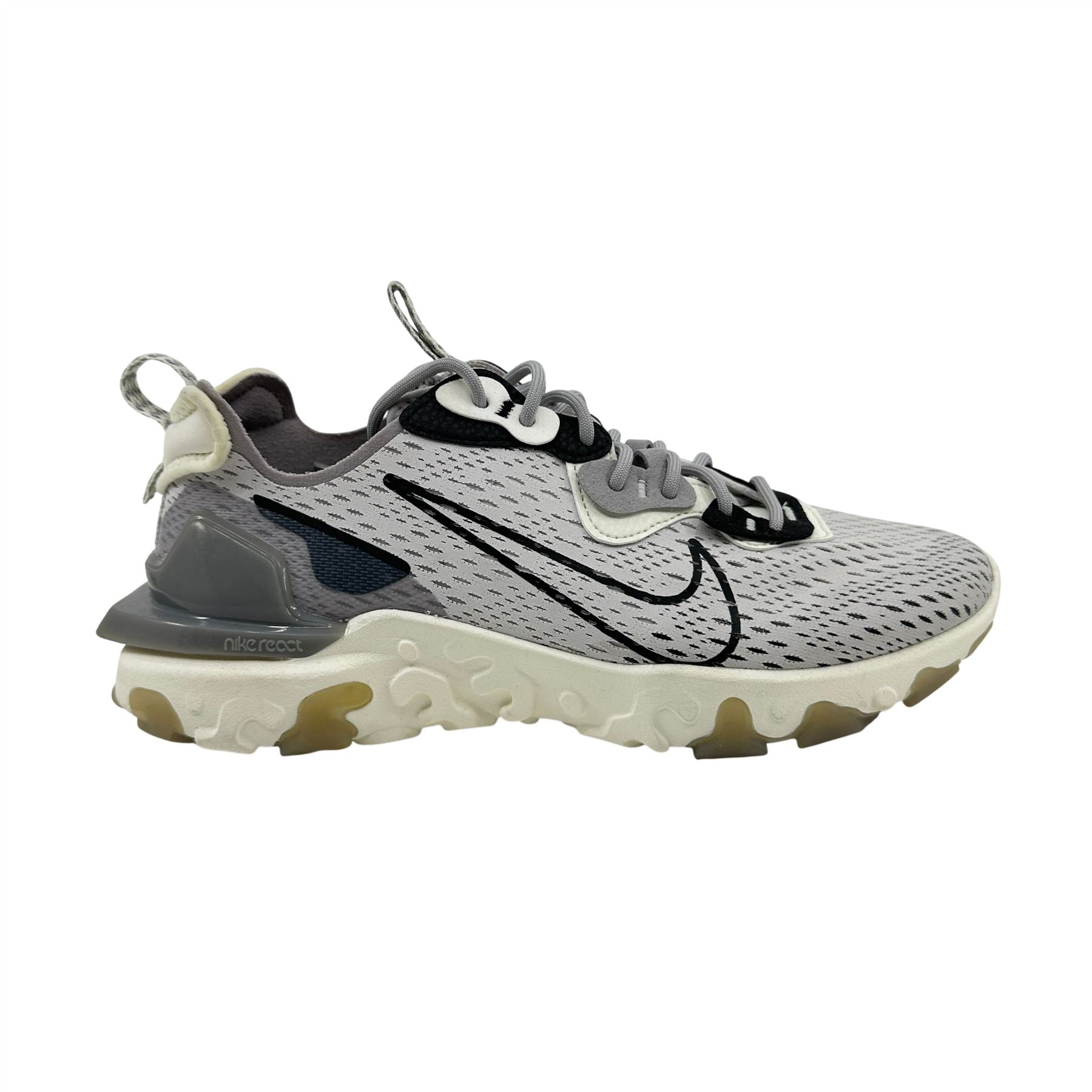 Nike React Vision Vast Grey Black White Mens Athletic D/MS/X Sneaker