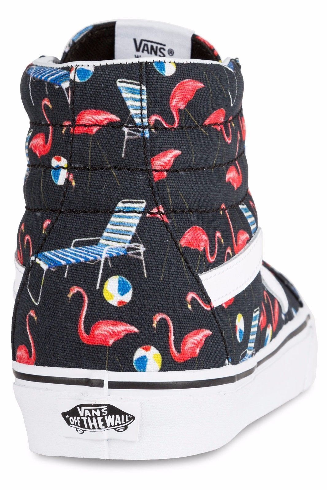 Vans Sk8 Hi Reissue (Pool Vibes) Black White Beach Flamingo Womens Casual Shoes