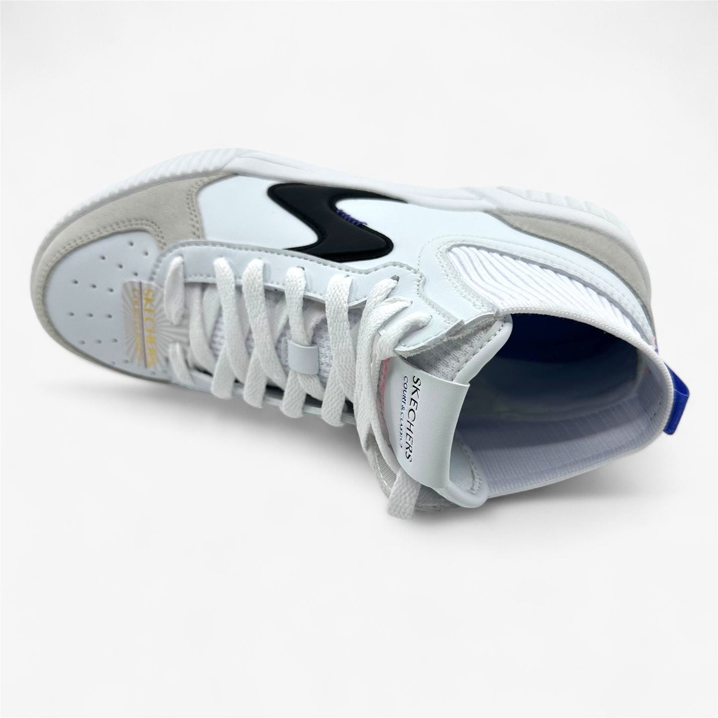 Skechers Jade Cruise Thru White Black Womens Athletic Court Classics Sneaker
