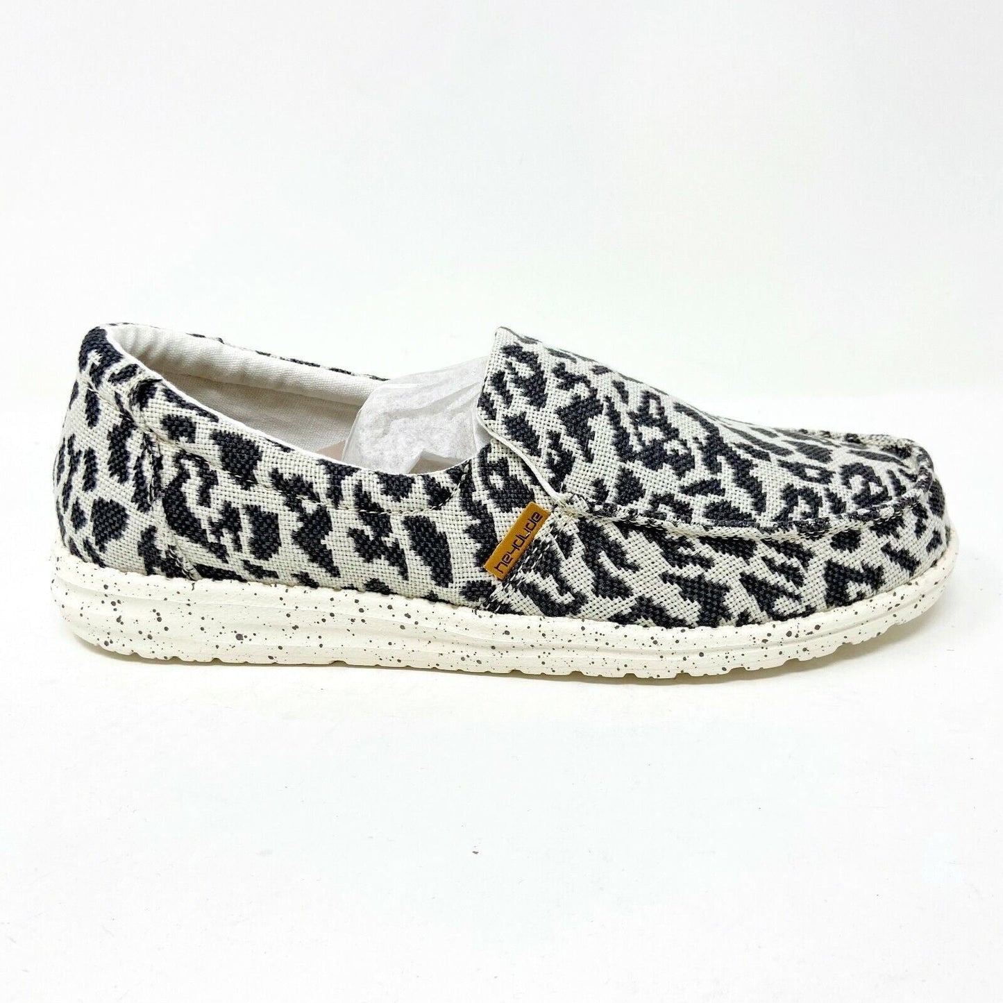 Hey Dude Womens Misty Woven Cheetah Grey Size 5 Slip On Walking Comfort Shoes