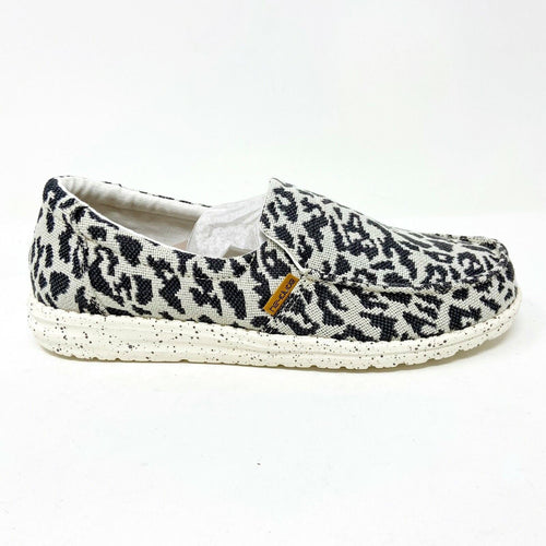 Hey Dude Womens Misty Woven Cheetah Grey Size 5 Slip On Walking Comfort Shoes