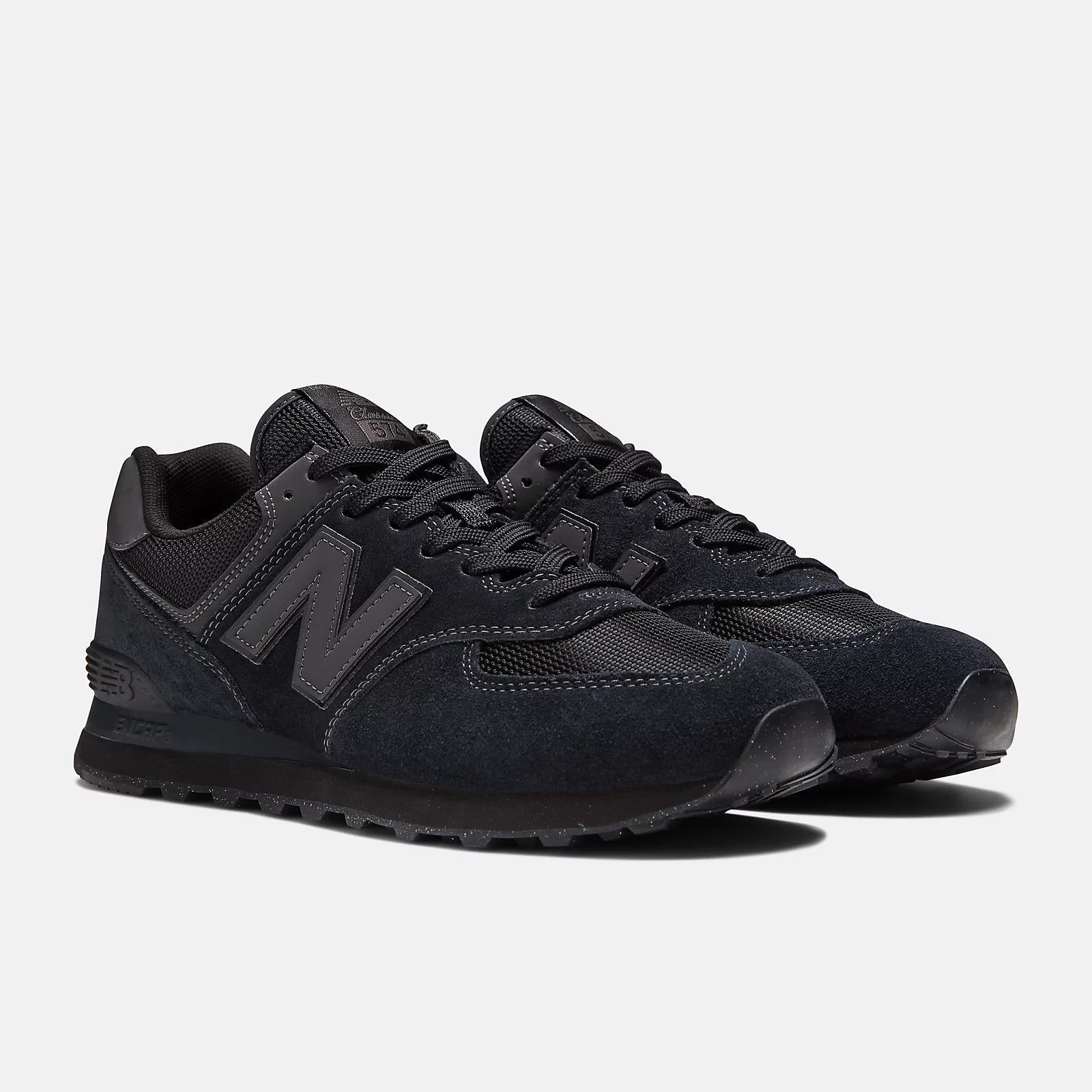 Women's Wide Fit New Balance ML574EVE Walking/Running Trainers - Exclusive - Black ENCAP
