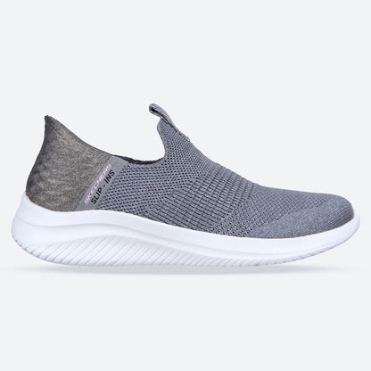 Women's Wide Fit Skechers 149708 Slip-ins Ultra Flex 3.0 Cozy Streak Trainers - Grey