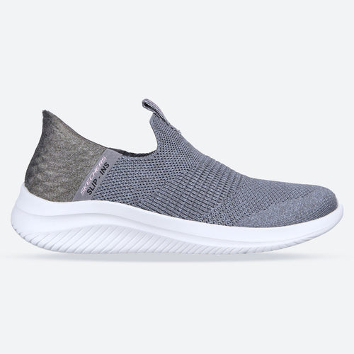 Women's Wide Fit Skechers 149708 Slip-ins Ultra Flex 3.0 Cozy Streak Trainers - Grey