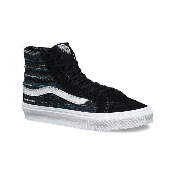 VANS Sk8 Hi Slim (Italian Weave) Black Navy Sneakers Womens Size 5