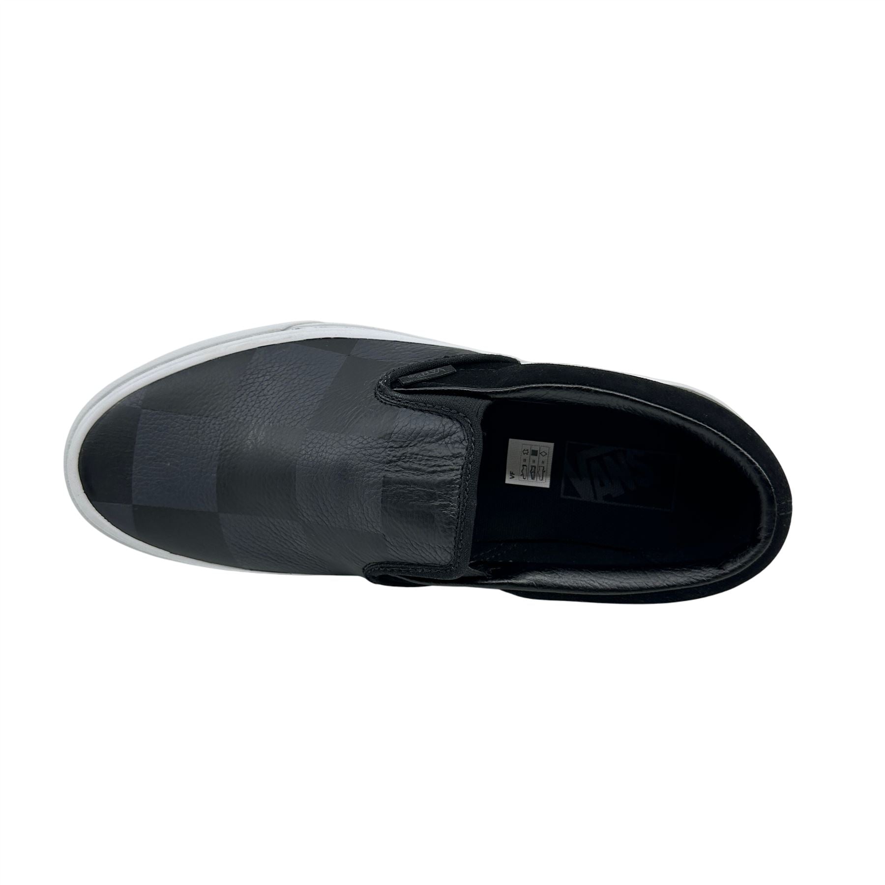 VANS Classic Slip On Leather Suede Checkerboard Asphalt Black Mens Sneaker