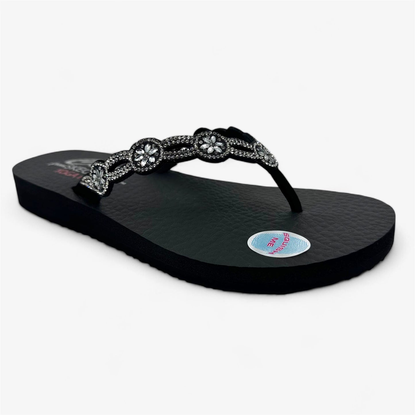 Skechers Meditation Floral Candy Black Womens Sandal Thong