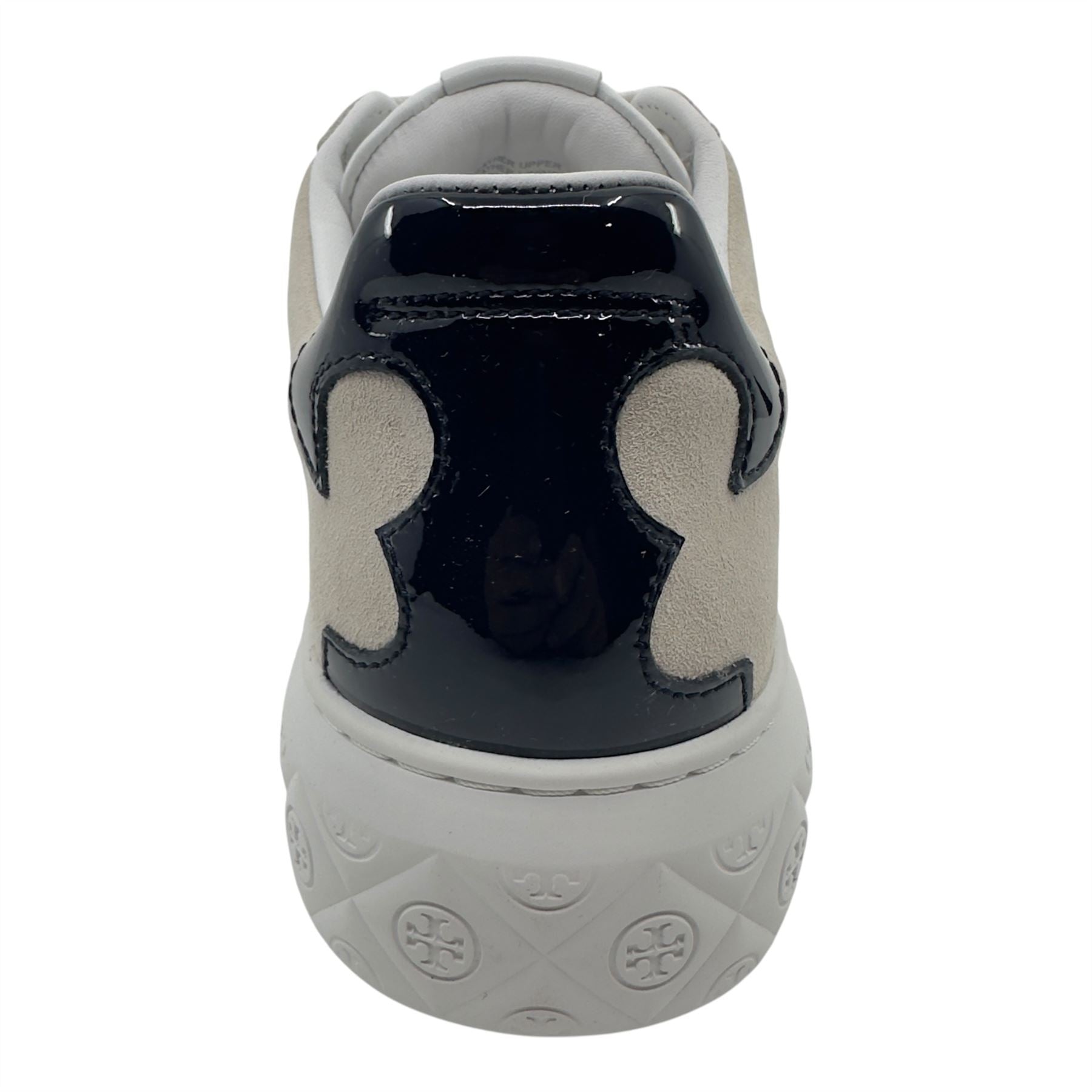 Tory Burch Ladybug Titanium White Black Womens Casual Tumbled Leather Sneaker