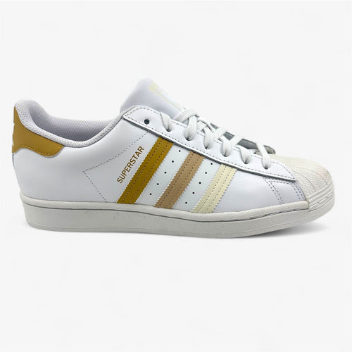 Adidas Superstar White Golden Beige Mens Athletic Sneaker