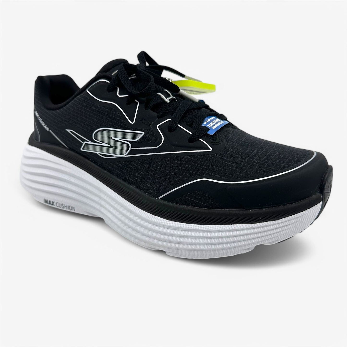 Skechers Max Cushioning Endevour Galloway Black Silver Womens Athletic Sneaker