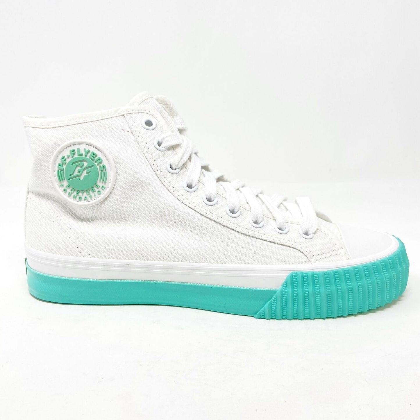 PF Flyers Center Hi White Teal Womens Retro Casual Sneakers PM12OH1W