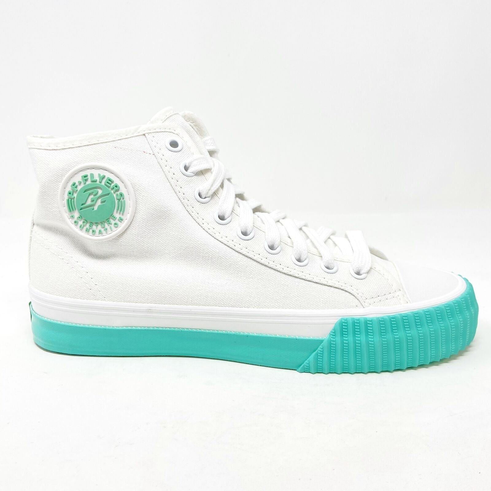 PF Flyers Center Hi White Teal Womens Retro Casual Sneakers PM12OH1W