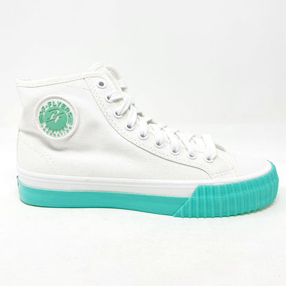 PF Flyers Center Hi White Teal Womens Retro Casual Sneakers PM12OH1W
