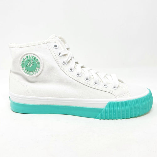 PF Flyers Center Hi White Teal Womens Retro Casual Sneakers PM12OH1W