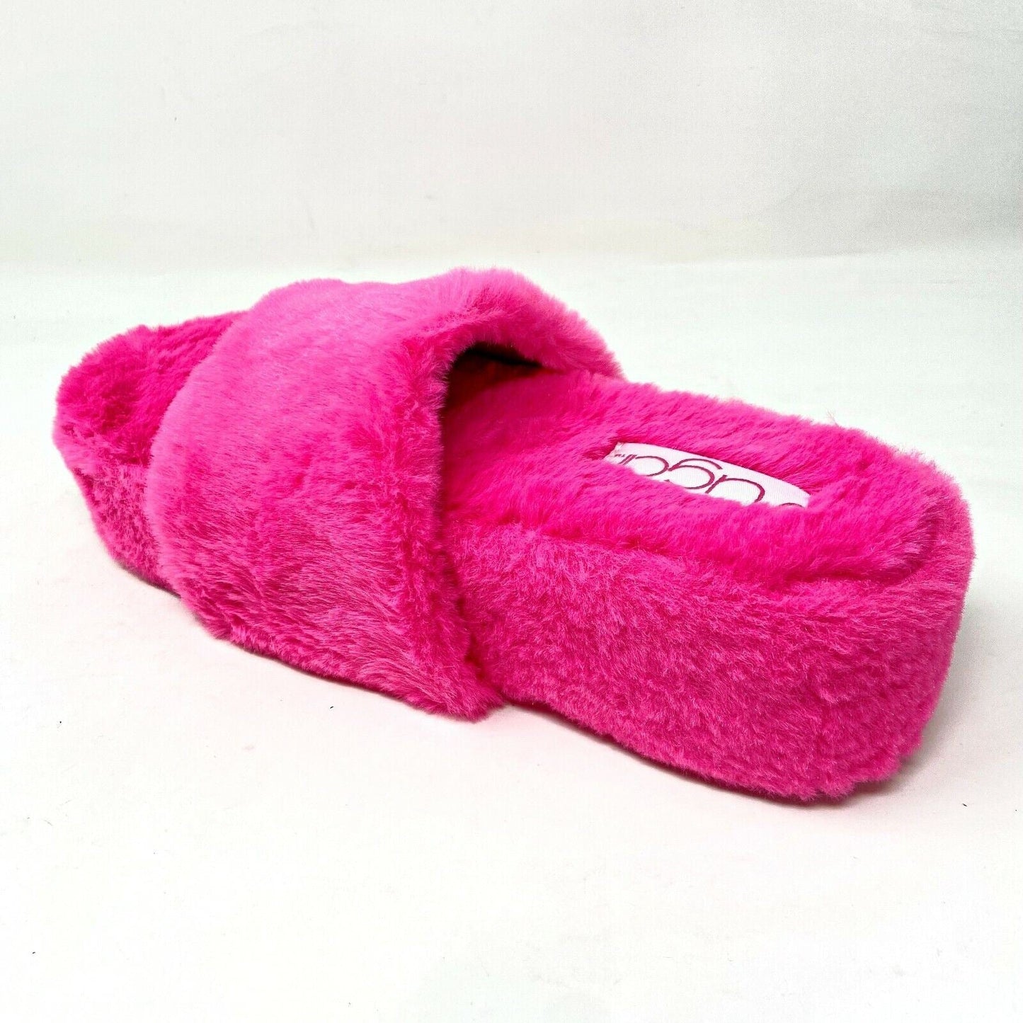 Sugar Wryde Hot Pink Platform Womens Fluffy Slip On Fur Slipper Warm Sandals