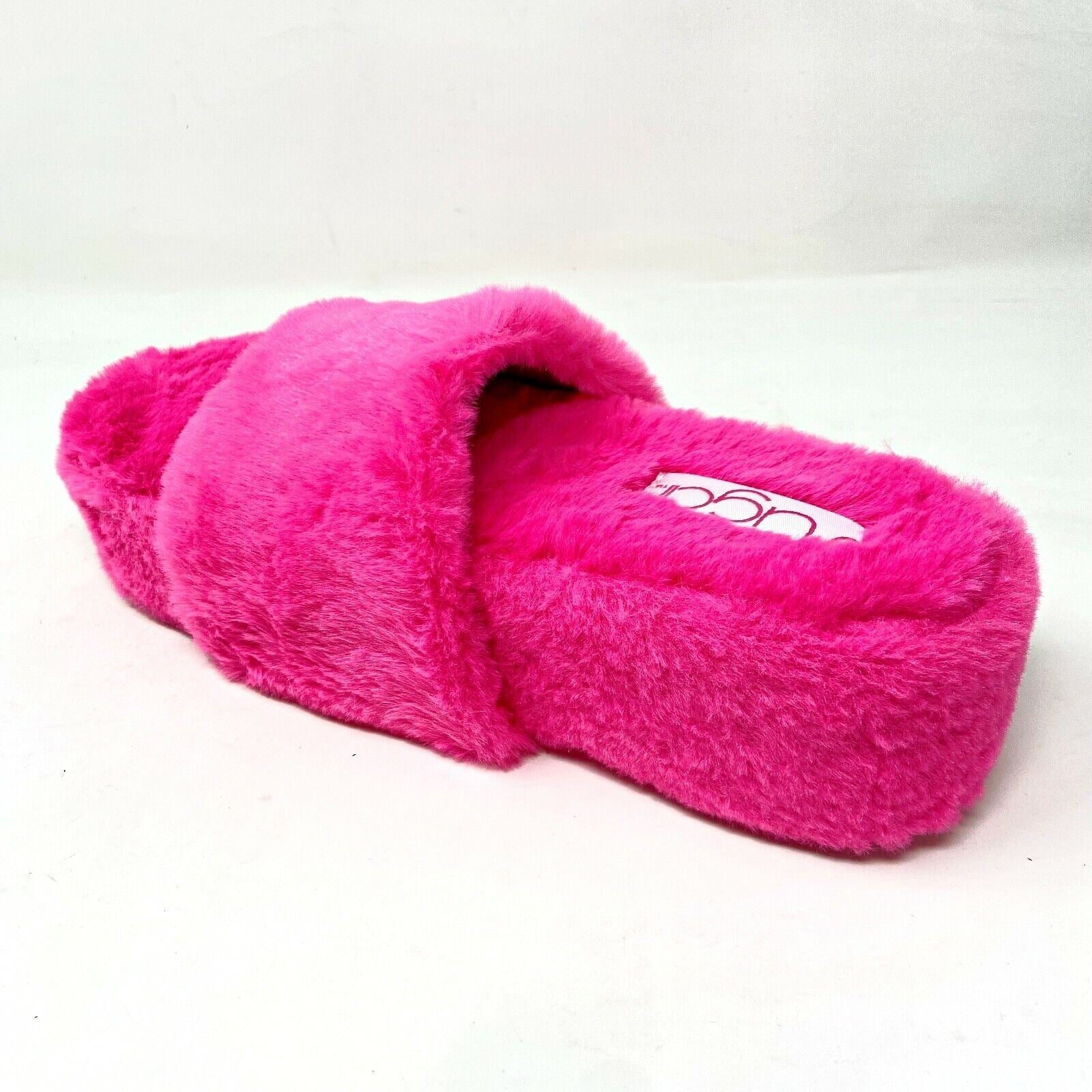 Sugar Wryde Hot Pink Platform Womens Fluffy Slip On Fur Slipper Warm Sandals