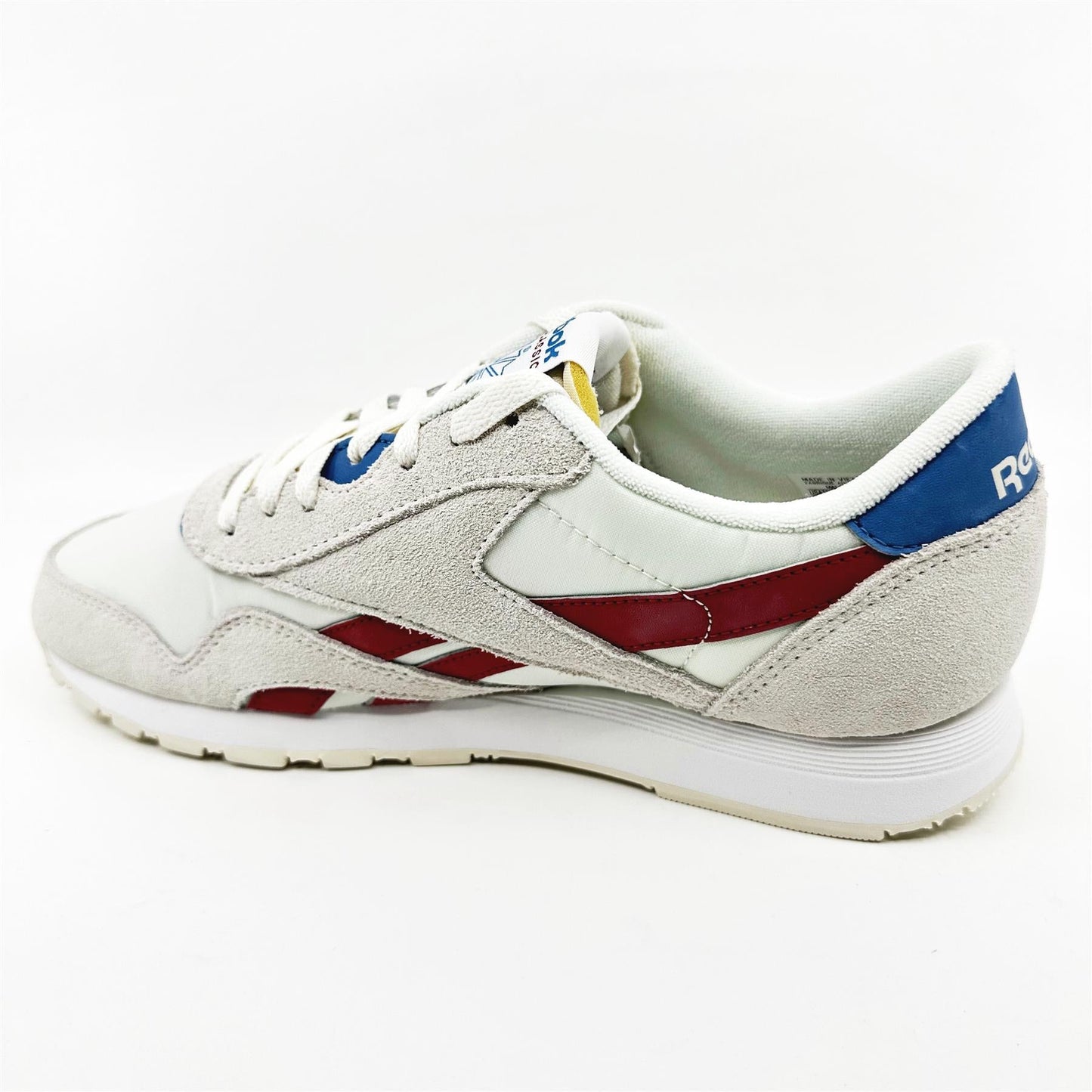 Reebok Classic Nylon Chalk Scarlet Cyan White Mens Athletic Sneaker
