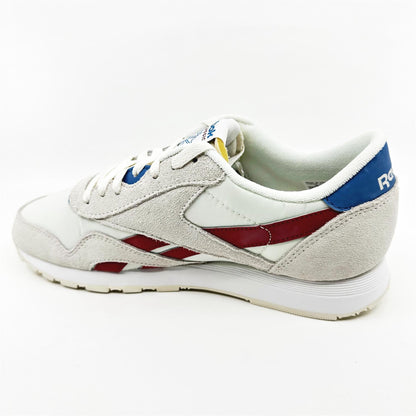 Reebok Classic Nylon Chalk Scarlet Cyan White Mens Athletic Sneaker