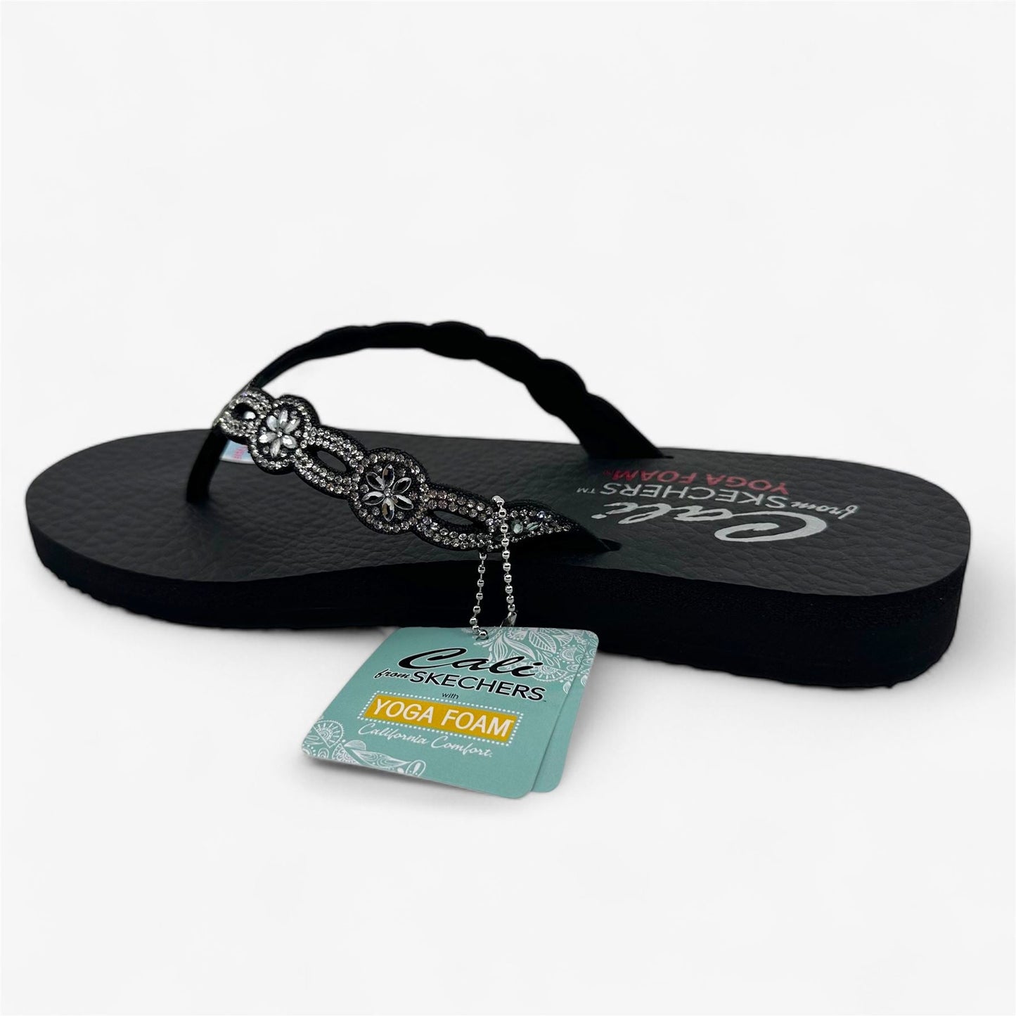 Skechers Meditation Floral Candy Black Womens Sandal Thong