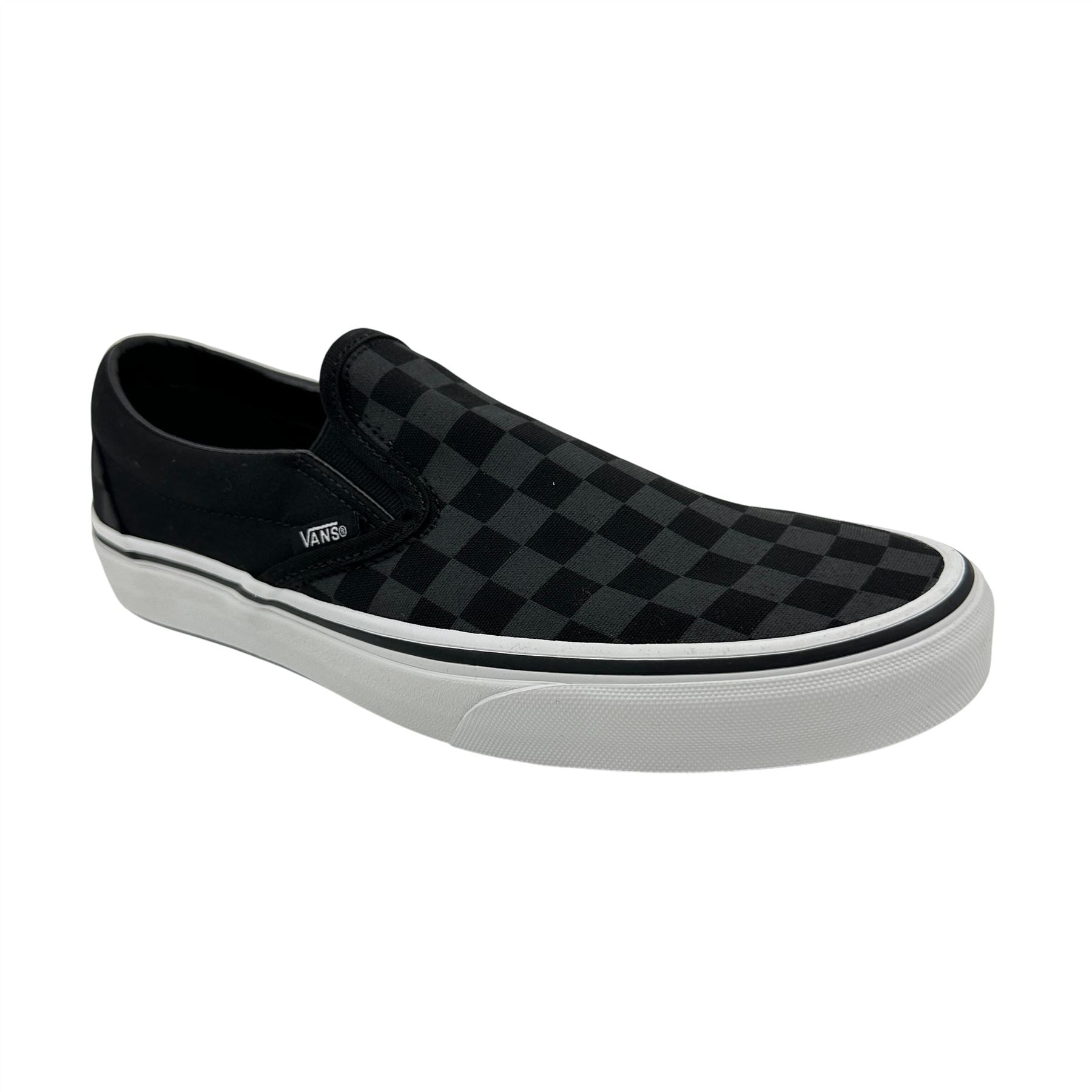 VANS Classic Slip On Checkerboard Black Mens Athletic Sneaker