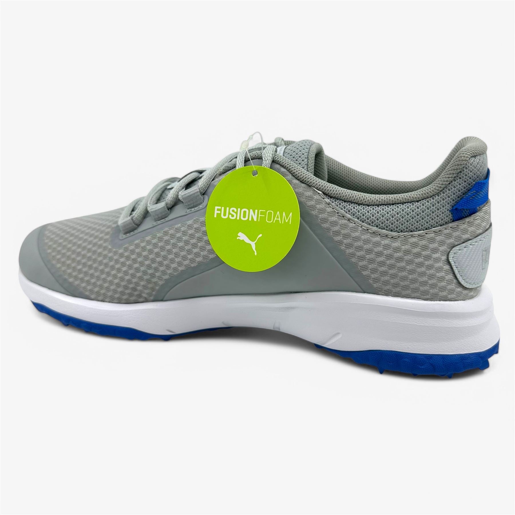 PUMA Fusion Grip Light Gray Silver Mens Waterproof Golf Shoes