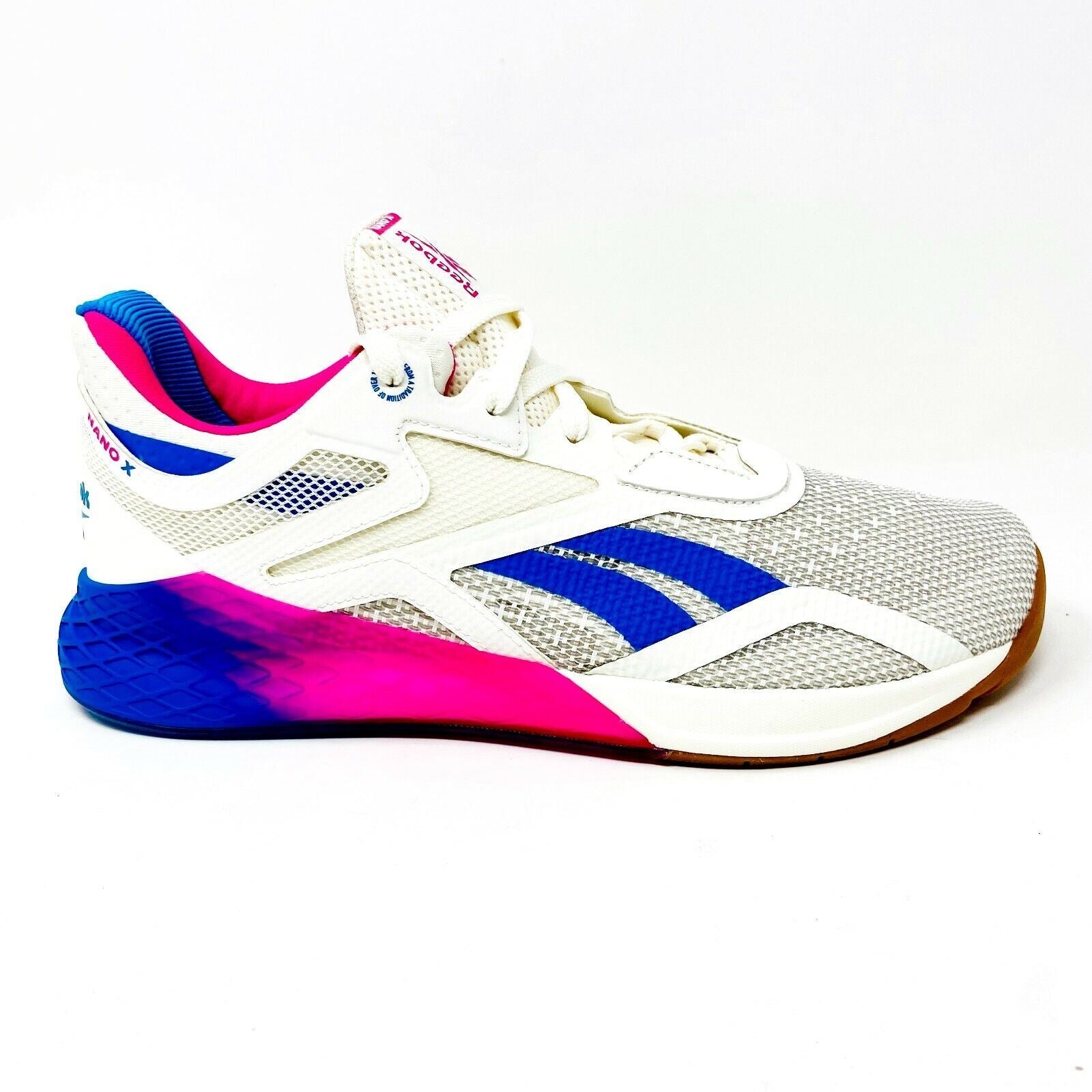 Reebok Nano X White Pink Blue Womens Size 10.5 Cross Training Sneakers FX7956
