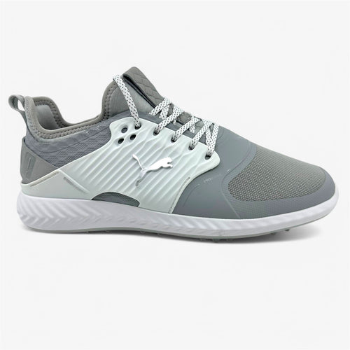 PUMA Ignite Pwradapt Caged Gray Violet Silver Mens Wide Waterproof Golf Shoes