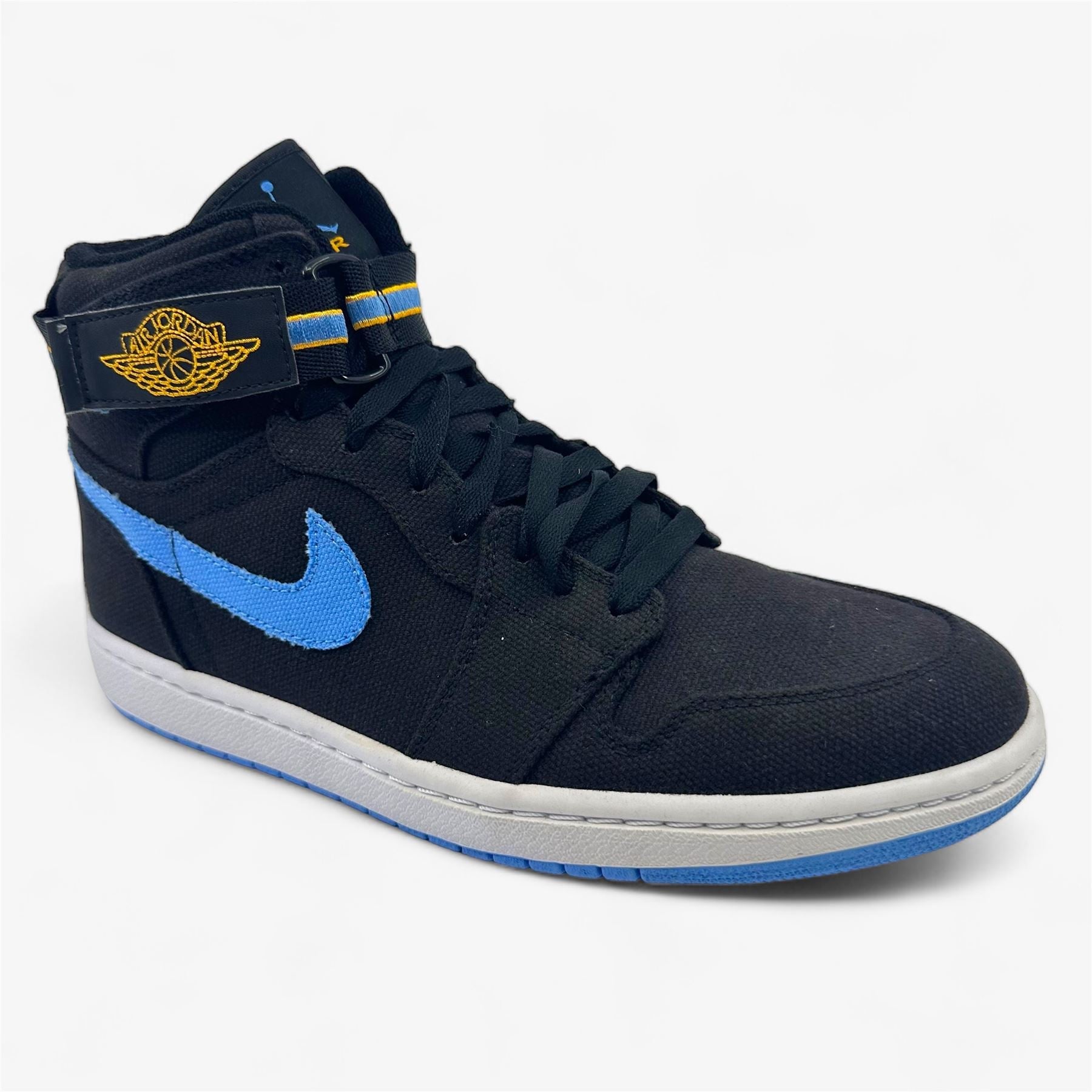 Jordan Air Jordan 1 High Strap Black University Blue White Mens Sneaker