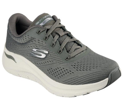 Women's Wide Fit Skechers 150051 Arch Fit 2.0 Big League Trainers - Olive