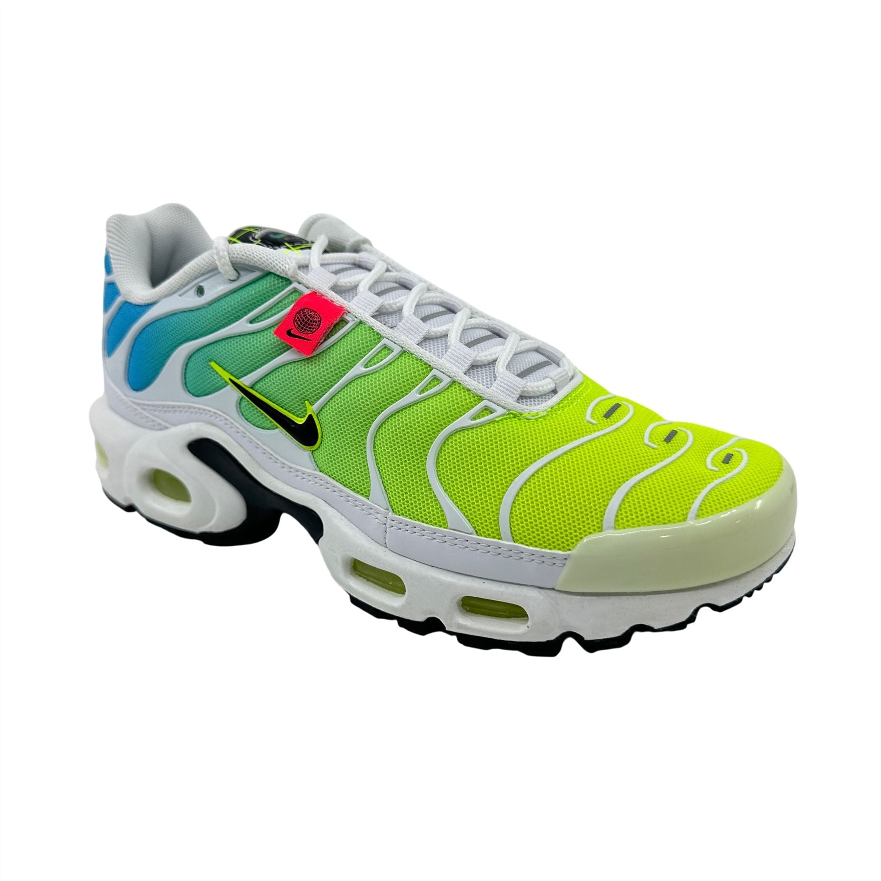 Nike Air Max Plus Worldwide White Black Blue Volt Mens Athletic Sneaker