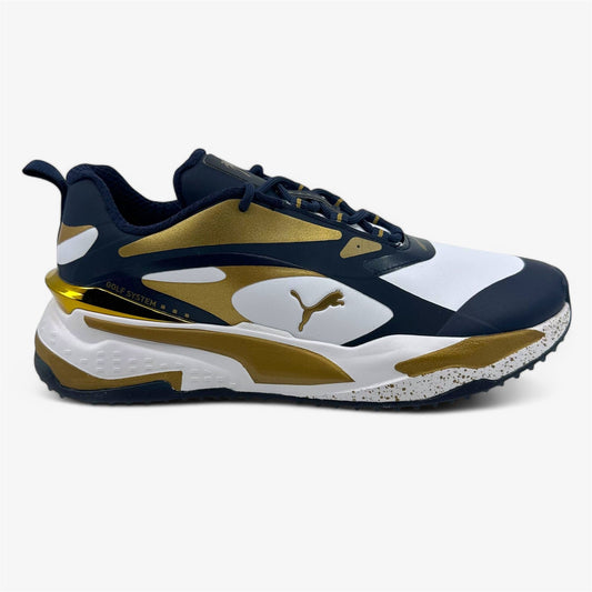 PUMA X PTC GS Fast Navy Blazer Gold White Mens Waterproof Golf Shoes
