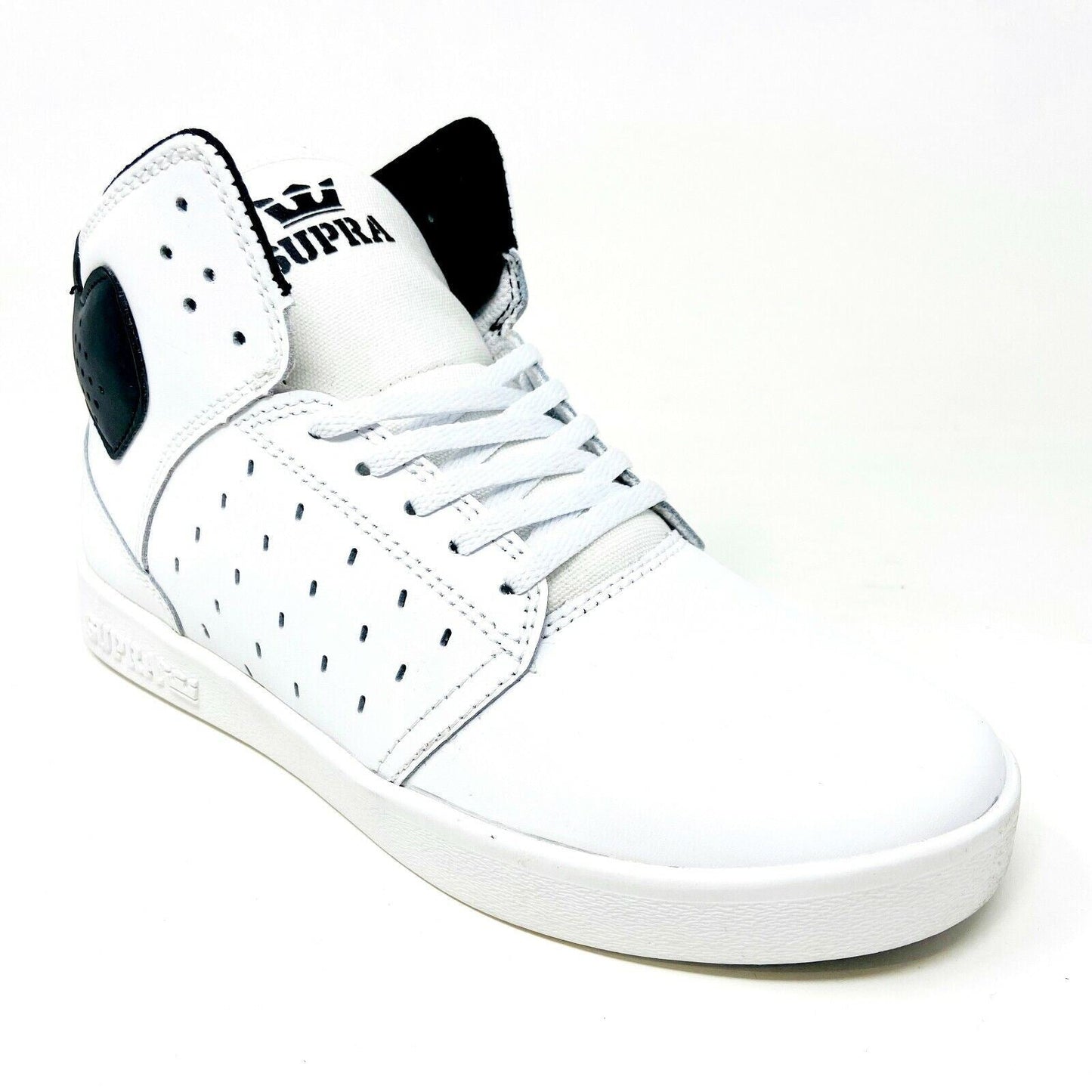 Supra Atom White Black Kids Size 5.5 Casual Sneakers SK91030