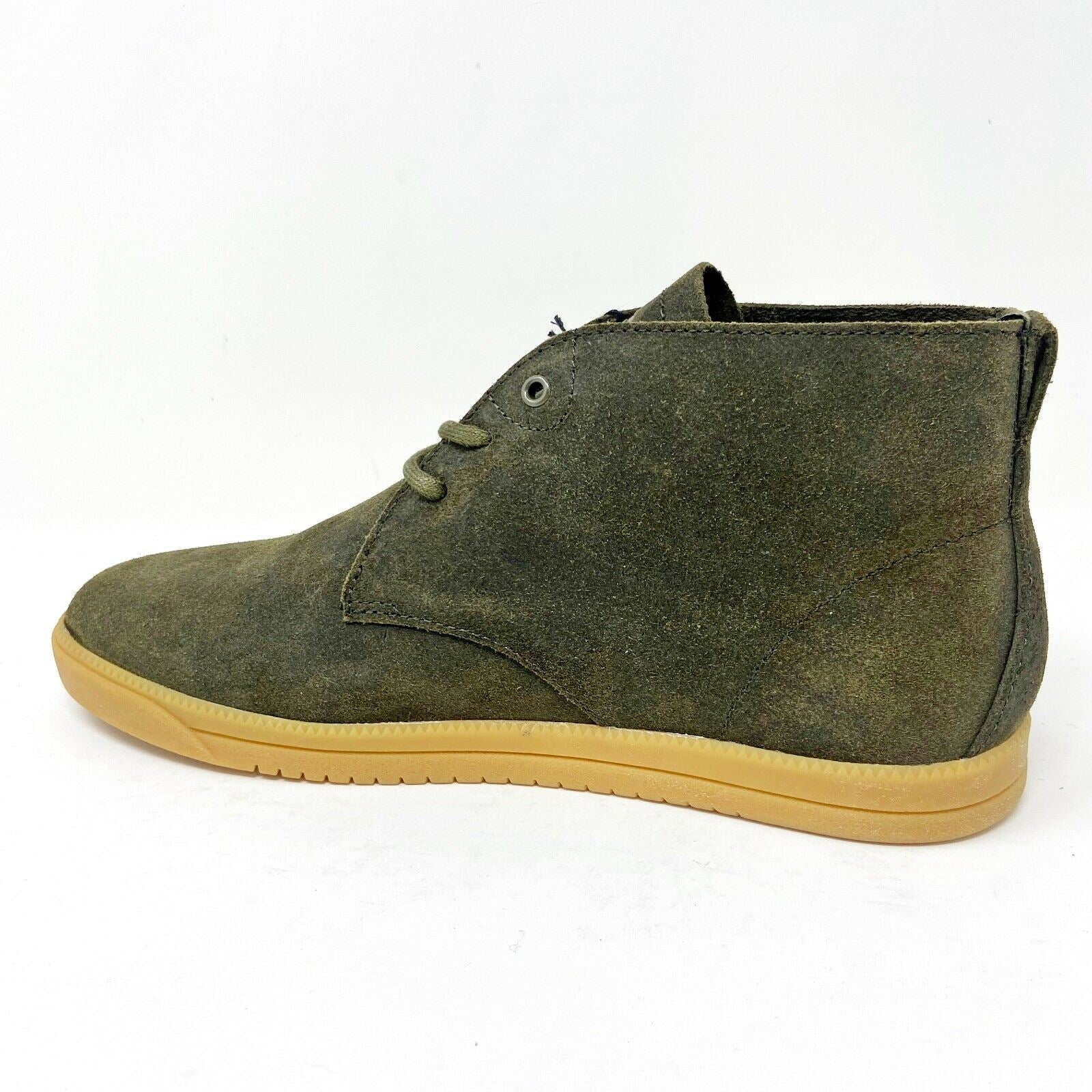 Clae Strayhorn Unlined Olive Waxed Suede Mens Premium Mid Casual Sneakers