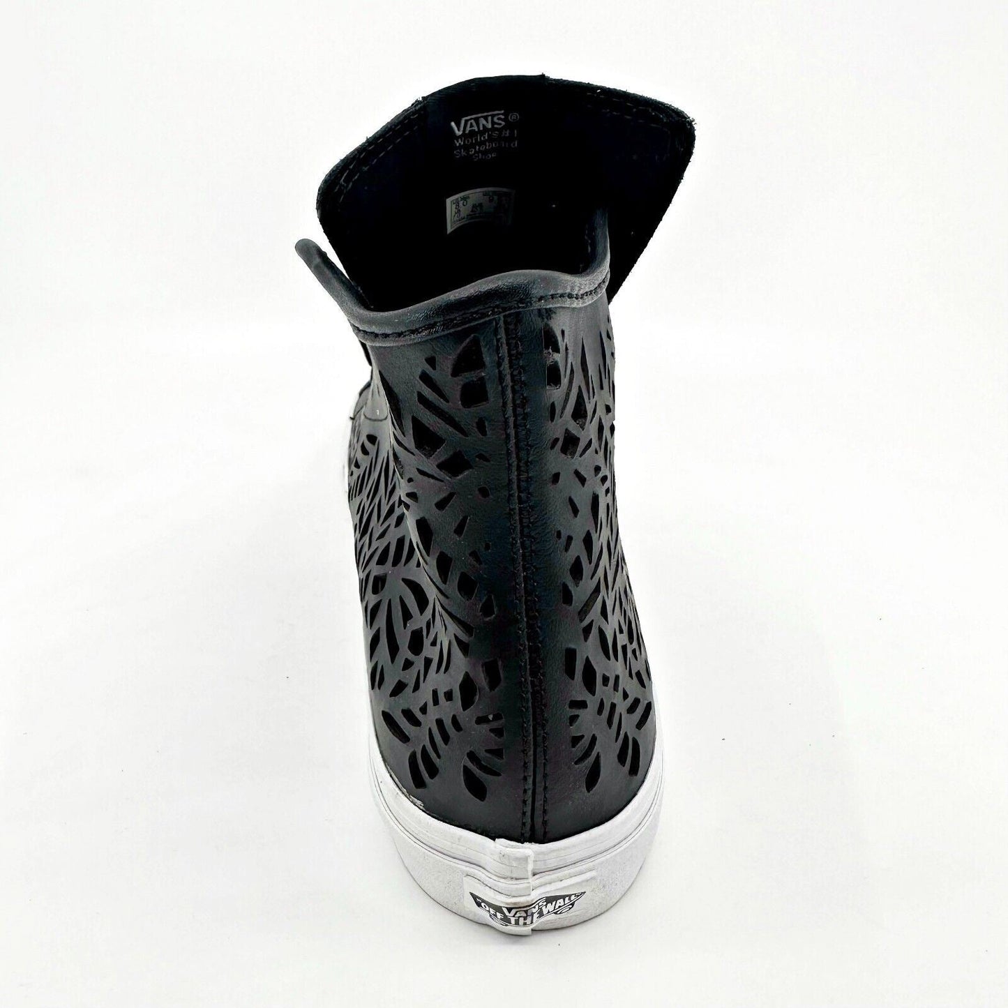 VANS Sk8 Hi Decon Slim (Cut-out) Leaves Black Leather Womens Shoes