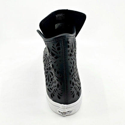 VANS Sk8 Hi Decon Slim (Cut-out) Leaves Black Leather Womens Shoes