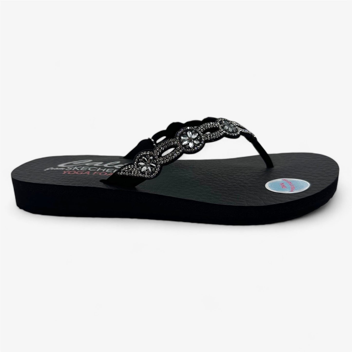 Skechers Meditation Floral Candy Black Womens Sandal Thong