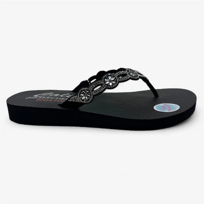 Skechers Meditation Floral Candy Black Womens Sandal Thong
