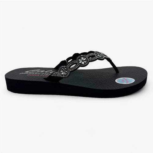 Skechers Meditation Floral Candy Black Womens Sandal Thong