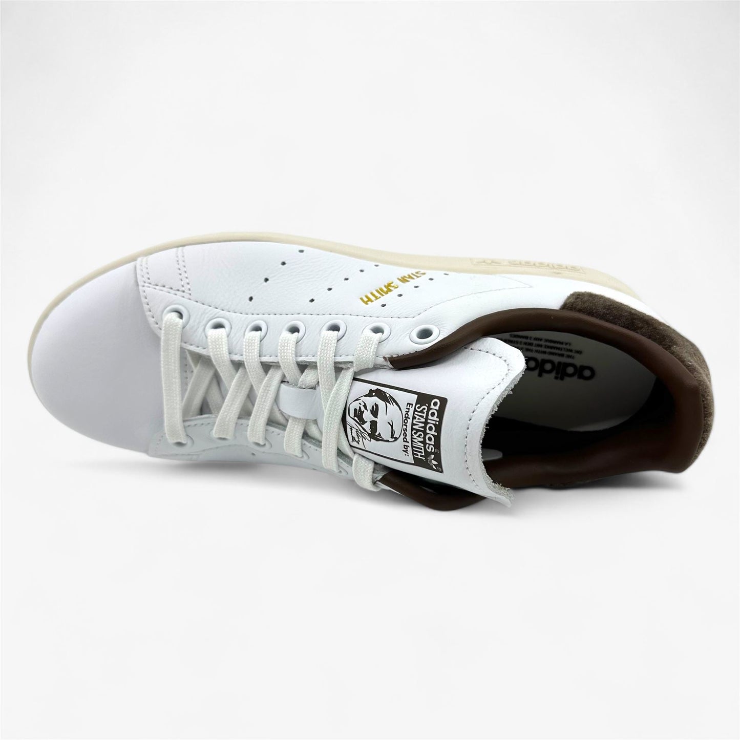 Adidas Stan Smith Cloud White Gold Brown Womens Athletic Sneaker