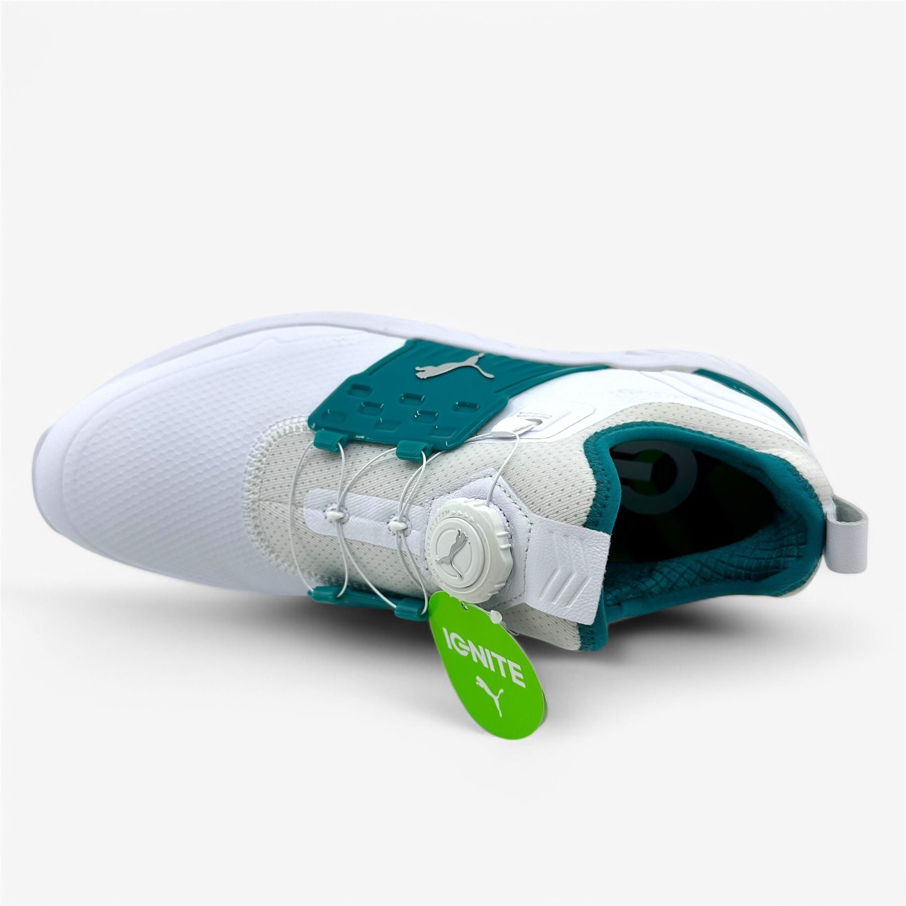 PUMA Ignite Articulate Disc White Silver Green Lagoon Mens Size 9.5 Golf Shoes