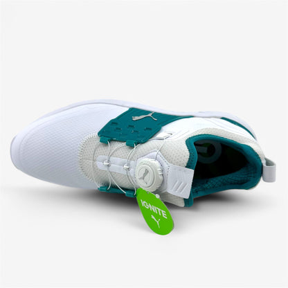 PUMA Ignite Articulate Disc White Silver Green Lagoon Mens Size 9.5 Golf Shoes