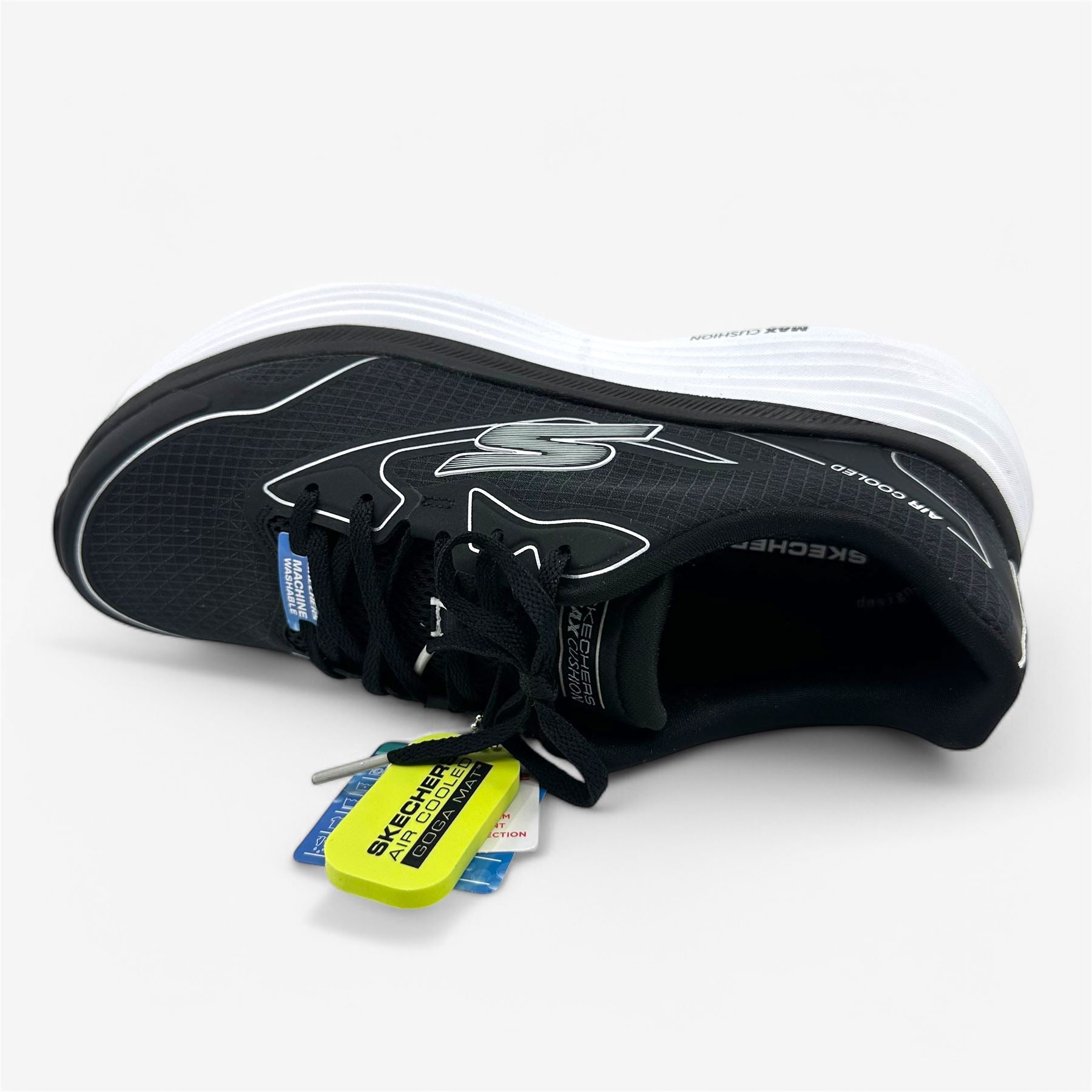 Skechers Max Cushioning Endevour Galloway Black Silver Womens Athletic Sneaker