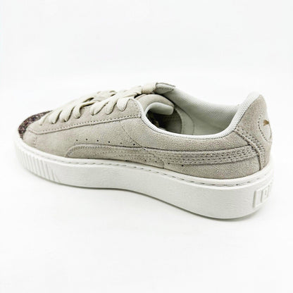 Puma Suede Platform Crushed Gem Marshmallow Metallic Gold Womens 365866 02