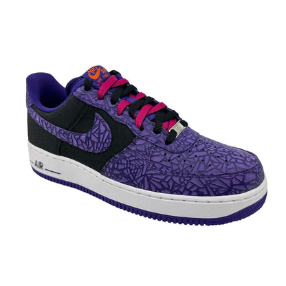 Nike Air Force 1 Black Court Purple Mens Athletic Crackled Gozilla Sneaker