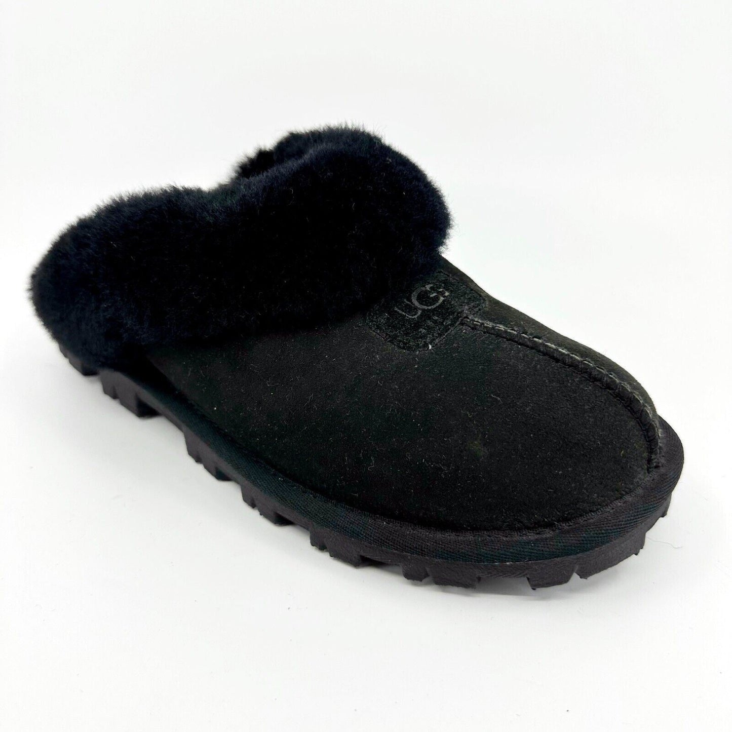 UGG Coquette Black Womens Suede Sheepskin Comfy Slippers 5125W BLK