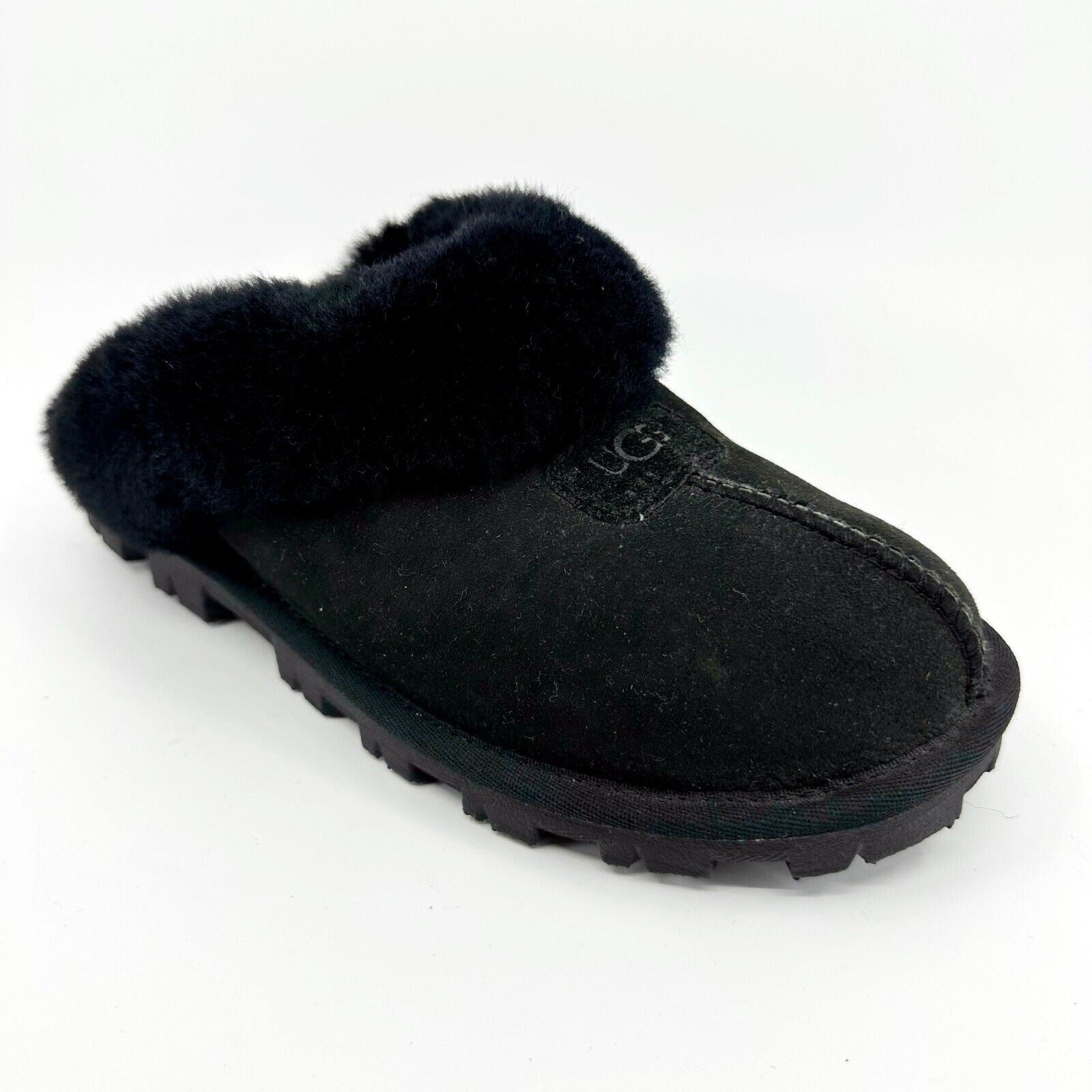 UGG Coquette Black Womens Suede Sheepskin Comfy Slippers 5125W BLK